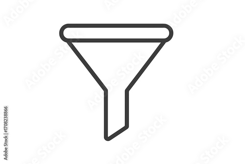 Sales funnel line icon for marketing. Business conversion process symbol. Lead generation vector graphic. Filter data workflow pictogram. Customer journey stages infographic.