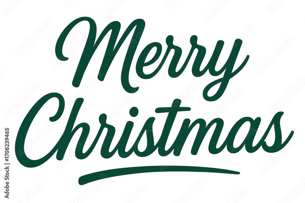 Obraz premium Merry christmas green lettering on transparent background