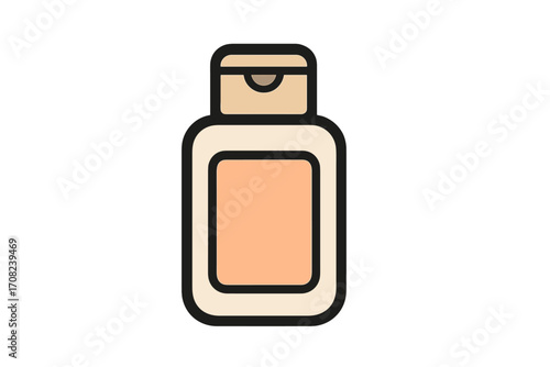 Isolated cosmetic bottle icon with pump dispenser vector illustration, beauty product container, skincare packaging graphic, transparent background, cosmetic bottle design for apps and graphics