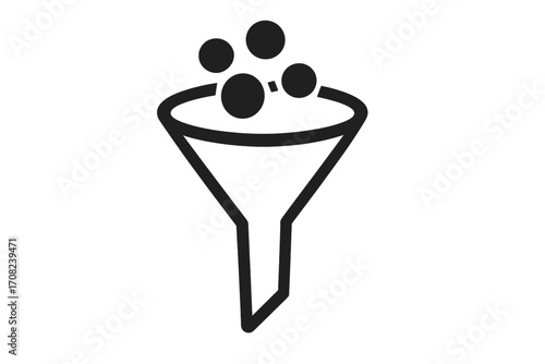 Sales funnel for business and marketing. Lead generation and conversion rate optimization icon. Data filtering and processing concept. Client pipeline and sorting process.