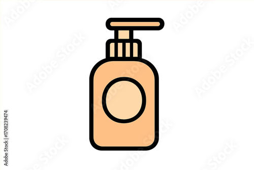 Isolated cosmetic bottle vector icon, liquid soap or lotion dispenser, skincare product container, pump bottle illustration with transparent background, beauty and hygiene set