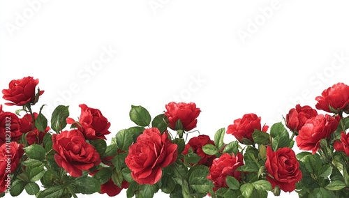 Wallpaper Mural Red roses in a horizontal border against a white background.  Torontodigital.ca