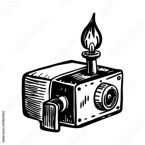A sketchy style illustration representing optical projector