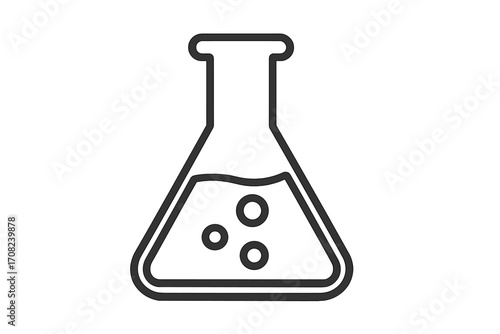 Laboratory flask outline icon, chemical beaker vector symbol for graphic design, web apps, adverts, science illustrations, transparent background, cartoon style, chemistry lab set