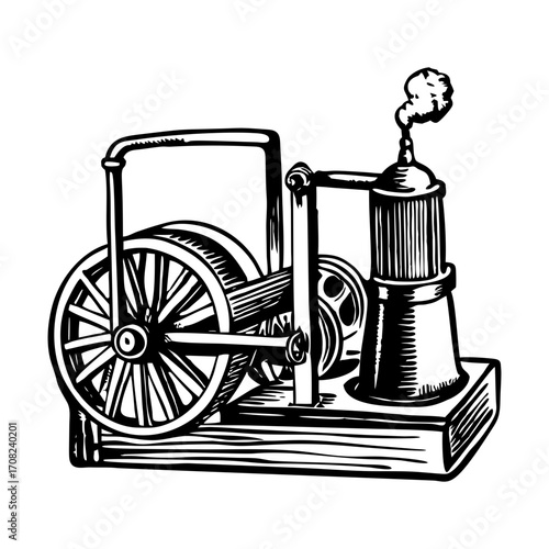A glyph style illustration depicting steamed generator