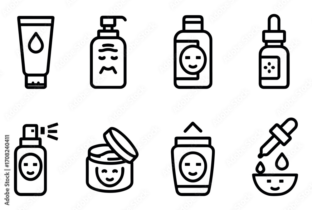 Fototapeta premium Minimalist Face Care Icons