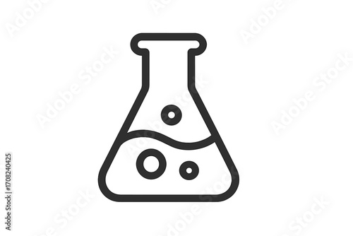 Laboratory flask icon. Science and chemistry concept. Beaker with liquid for chemical research, experiment, or analysis. Vector symbol for education, pharmacy, or medicine.