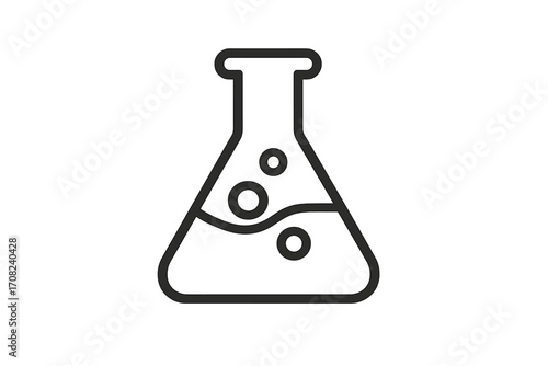 Laboratory flask vector icon. Science, research, chemistry, experiment concept. Chemical lab equipment symbol. Simple line art illustration for biology, medicine, education.