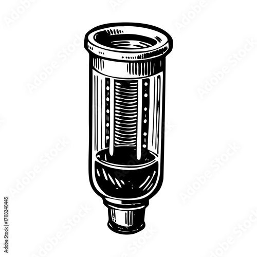A vintage style illustration showing condenser tube
