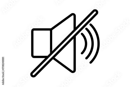 Muted speaker icon symbol with sound waves crossed out, mute audio icon vector illustration, sound off sign for graphics, apps, designs, digital media, transparent background