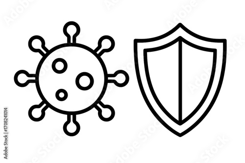 Shield and arrows up outline vector graphic for security protection concept, antivirus defense icon, web design, apps, adverts, user interface, transparency background, cartoon illustration