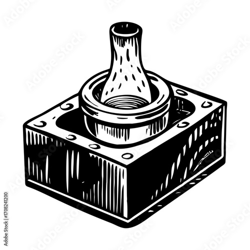 A glyph style illustration depicting lab apparatus