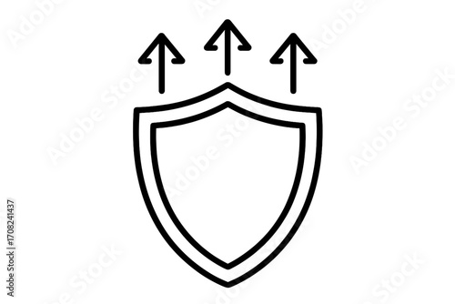 Virus protection shield outline vector illustration, antivirus defense concept, security guard symbol, health safety icon, web and graphic design element, transparent background