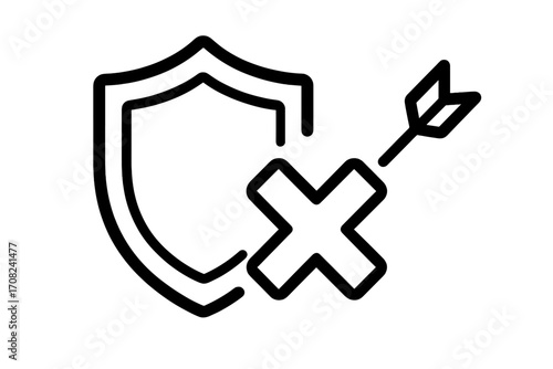 Virus in computer minimalistic icon symbol, cyber security threat, digital infection alert, hacking danger, online virus attack, malware protection concept, technology design vector