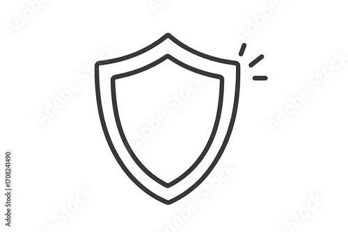 Shield icon for security and protection. Minimalist line art symbol for safety and defense. Vector graphic for web design, antivirus, data privacy, guarantee and trust.