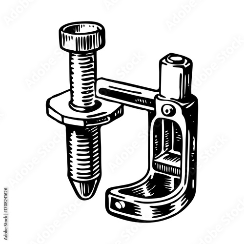 A vintage style illustration showing clamp