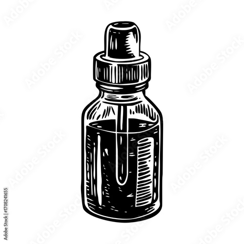 A glyph style illustration depicting dropper bottle