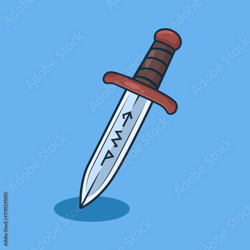 Mystic Rune Dagger on Blue Background