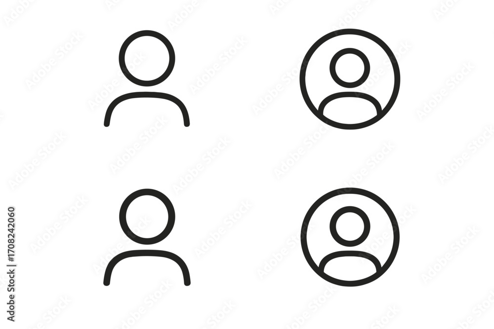 Obraz premium User profile line icon set for web and app design. Person, avatar, account, contact, and member symbols. Minimalist outline pictogram for UI, UX, and social media. Vector illustration.