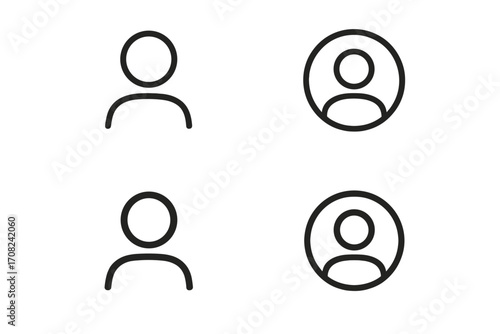 User profile line icon set for web and app design. Person, avatar, account, contact, and member symbols. Minimalist outline pictogram for UI, UX, and social media. Vector illustration.