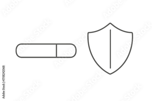 Truck and shield linear icon. Secure transport and cargo insurance concept. Safe delivery, logistics protection symbol. Freight security service sign. Vector outline illustration.