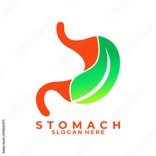 Stomach Leaf logo design. Stomach nature icon logo vector