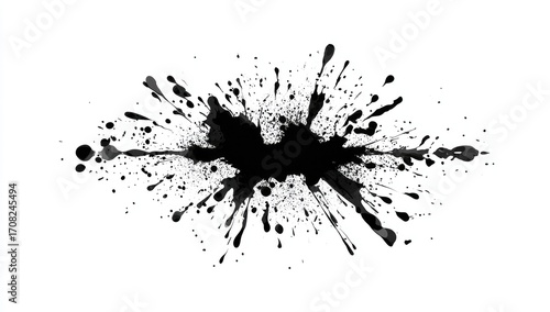 Wallpaper Mural Abstract black ink splatter on white background Torontodigital.ca