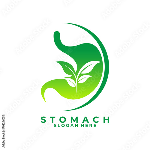 Stomach nature logo design vector template. Stomach leaf logo icon