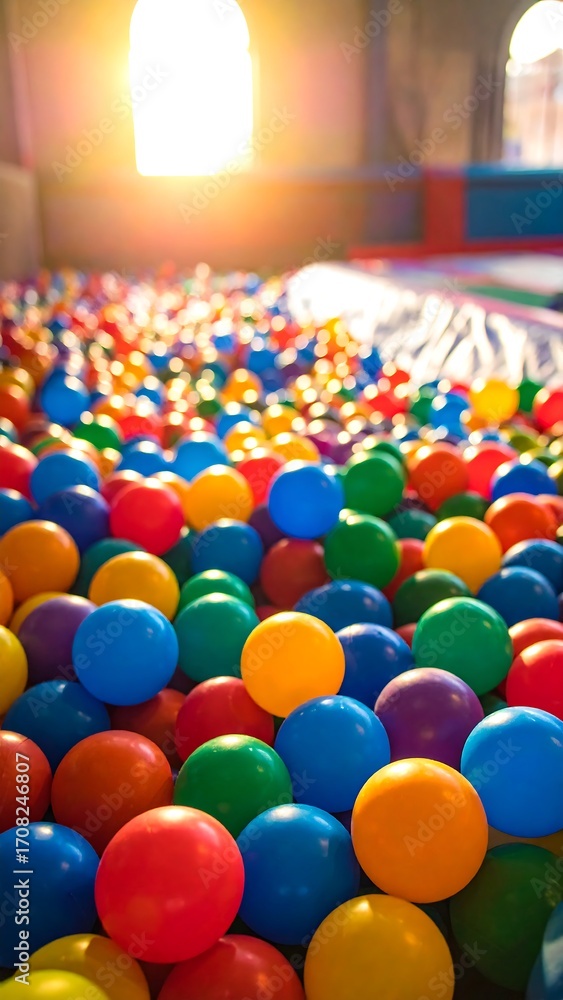 Naklejka premium Colorful ball pit with sunlight