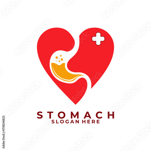 Stomach care logo design vector template. Stomach with heart symbol logo
