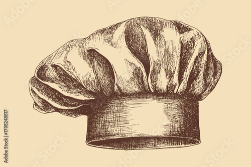 Chef hat illustration in a vintage style. This vector illustration can be used in any size you like for advertising, logos, and other work.
