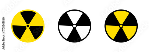 Radiation icon. Radiation sign. Nuclear threat symbol. Hazardous radiation. Danger warning icon. Nuclear safety. Radioactive waste.