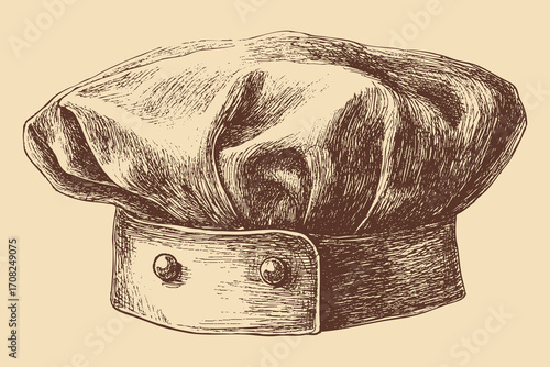 Chef hat illustration in a vintage style. This vector illustration can be used in any size you like for advertising, logos, and other work.
