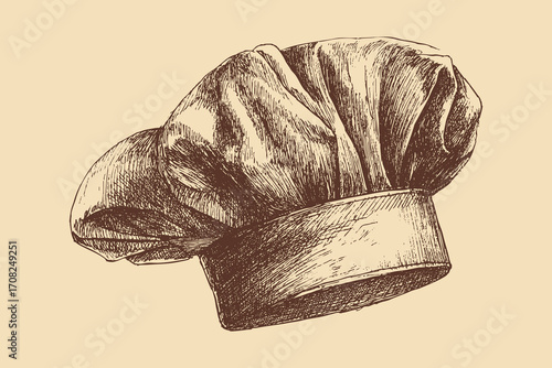 Chef hat illustration in a vintage style. This vector illustration can be used in any size you like for advertising, logos, and other work.