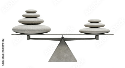 Canvas Print Isolated balance scales with stack of stones representing harmony, stability and