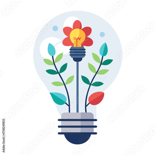 light bulb with flower