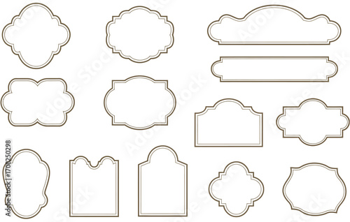 Collection of elegant vintage frames and decorative label shapes with classic ornamental borders, isolated vector design elements for invitations and announcements