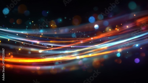 Colorful Light Trails Abstract Background with Vibrant Neon Streaks