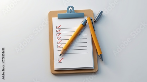 Wallpaper Mural Checklist Clipboard with Pencil: Scene of Tasks, Order, and Visual Planning Torontodigital.ca