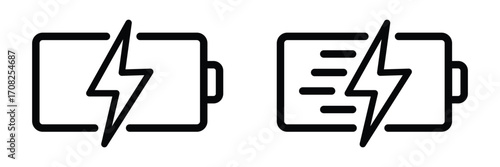 Fast charging icon. Battery charge symbol with normal and quick speed sign. Transparent vector