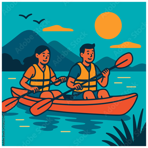 Kayaking on the Lake — Adventure with Life Jackets