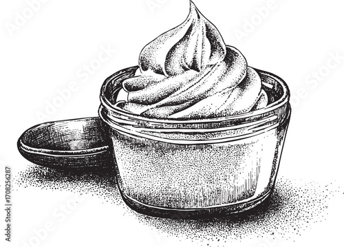 Mayonnaise illustration on a white background. This vector illustration can be used in any size you like for advertising, logos, and other work.