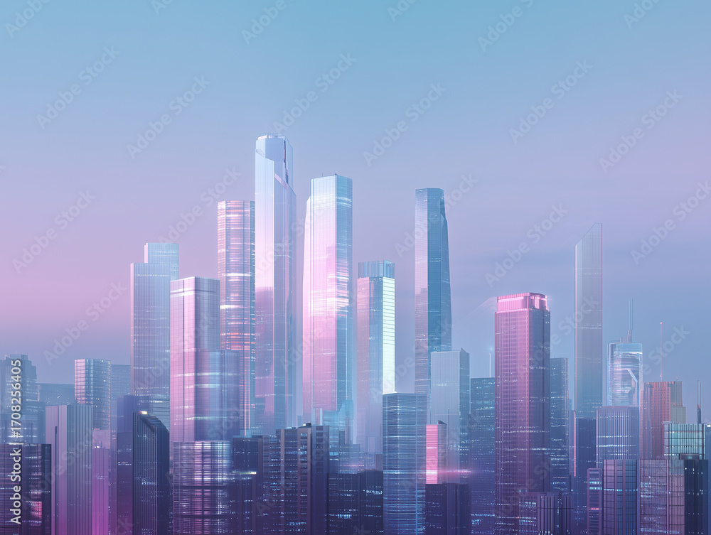 Fototapeta premium Pastel Futuristic City Skyline 