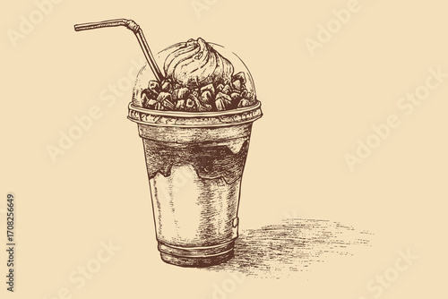 Milkshake illustration in a vintage style. This vector illustration can be used in any size you like for advertising, logos, and other work.