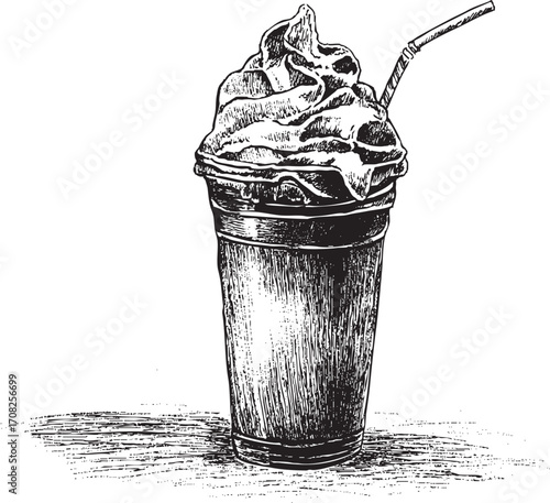 Milkshake illustration on a white background. This vector illustration can be used in any size you like for advertising, logos, and other work.