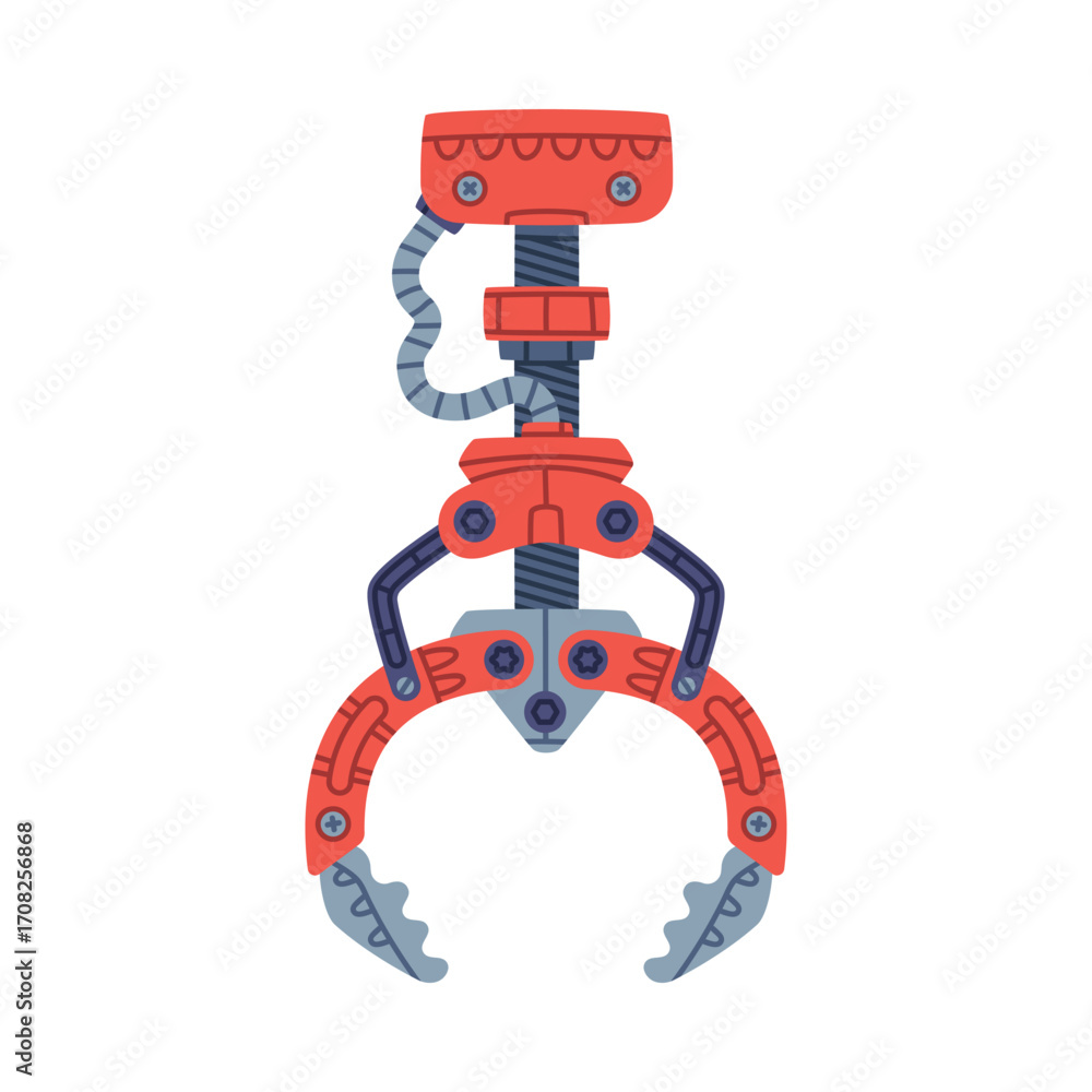 Obraz premium Mechanical Grip and Grabbing Machine Robotic Tool Vector Illustration