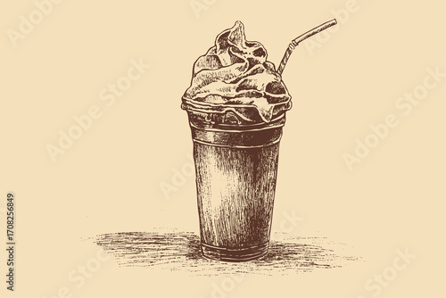 Milkshake illustration in a vintage style. This vector illustration can be used in any size you like for advertising, logos, and other work.