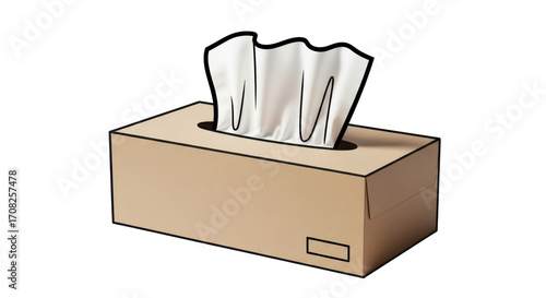 Isolated tissue box cartoon drawing with tissues in the box, vector illustration style