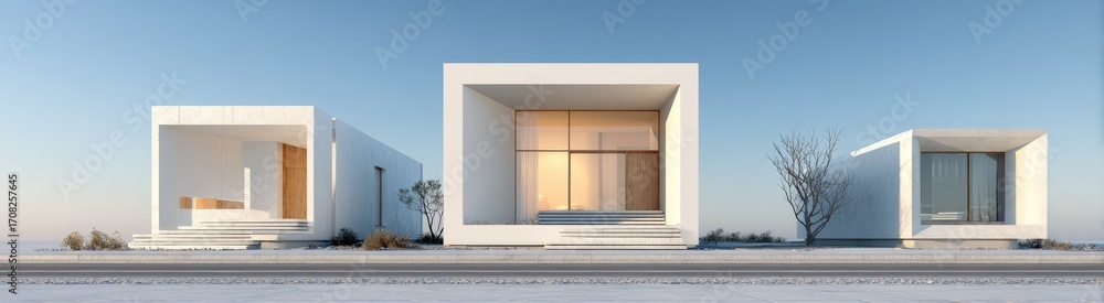 Fototapeta premium Modern minimalist homes in a row