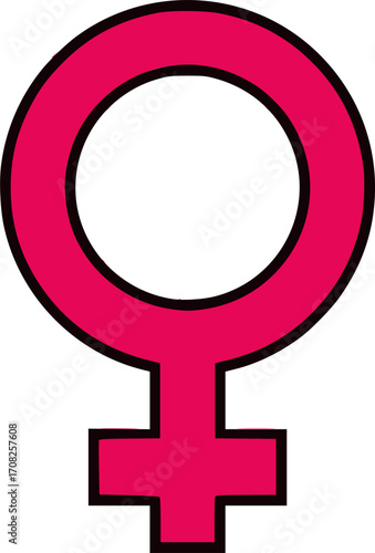 Bold pink female gender symbol vector, women's rights and identity icon isolated